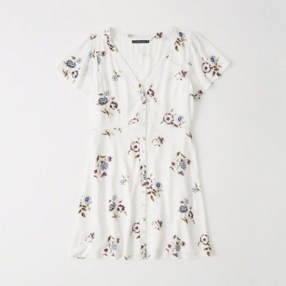 Abercrombie White Floral Button Down Mini Dress
